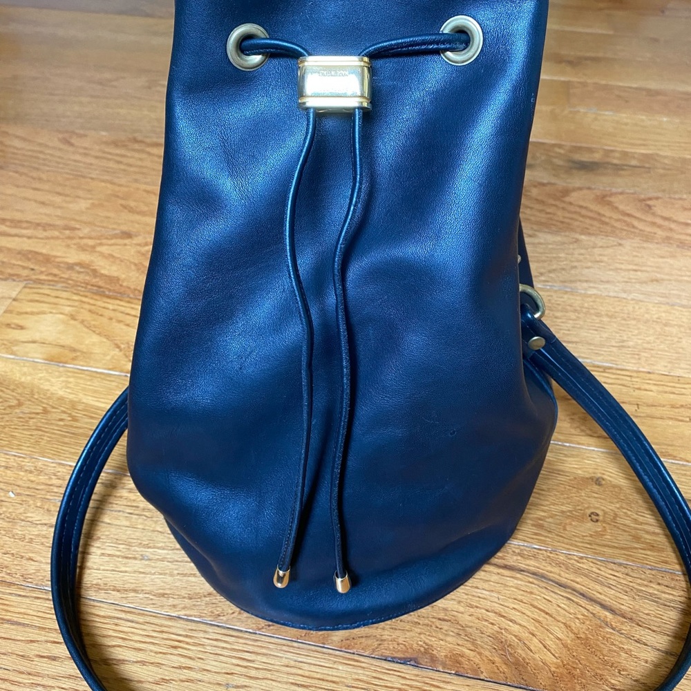 Italian leather drawstring bucket bag
